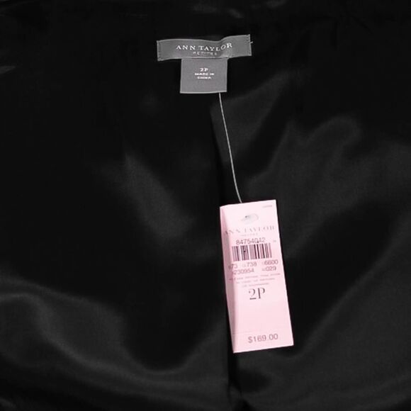 Ann Taylor Women's Blazer Black Linen Blend Snap Button Lined Suit Jacket 2P NWT - Picture 3 of 8